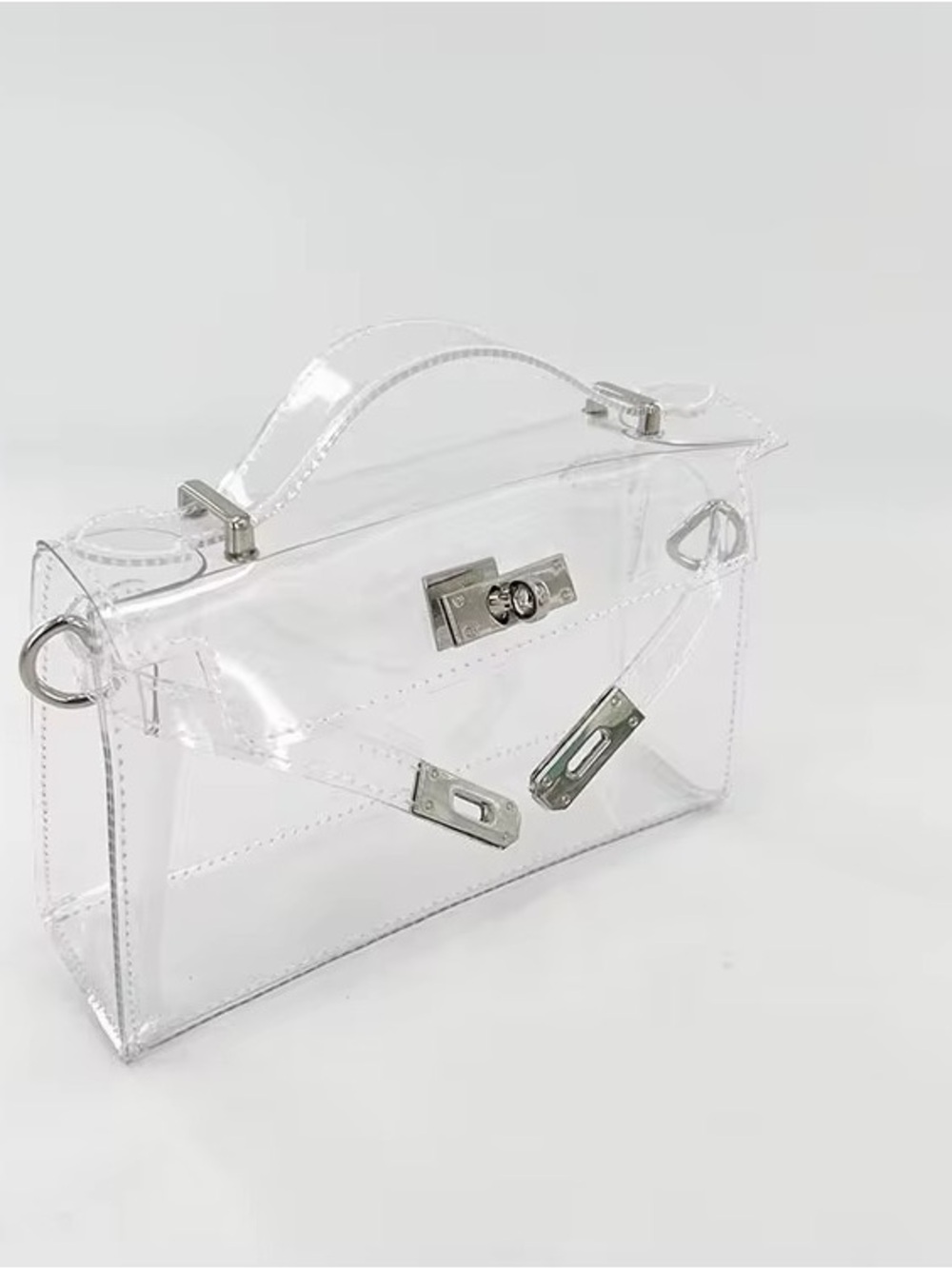 Clear PVC Top-Handle Satchel Bag - Transparent